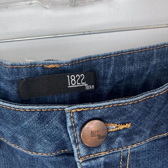 1822 Denim Roll Cuff Distressed Blue Skinny Jeans Size 12 - Picture 12 of 12